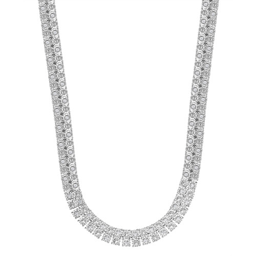 Men's Diamond 24" Double Row Necklace (1 ct. t.w.) in Sterling Silver