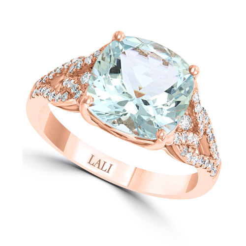Aquamarine (3-1/2 ct. t.w.) & Diamond (1/3 ct. t.w.) in 14k Rose Gold