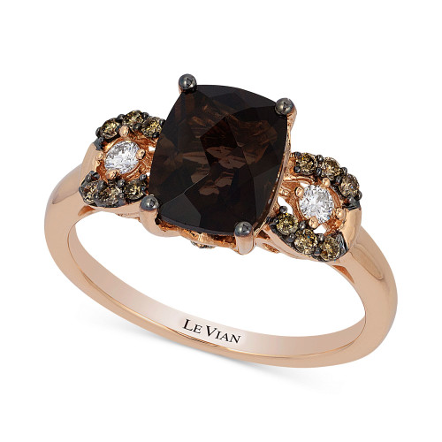 Chocolatier® Chocolate Quartz (1-9/10 ct. t.w.) and Diamond (1/5 ct. t.w.) Ring in 14k Rose Gold, Created for Macy's