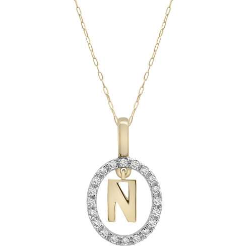 Diamond Initial "N" 18" Pendant Necklace (1/10 ct. t.w.) in 14k Gold, Created for Macy's