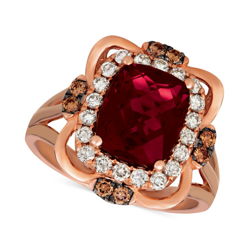 Raspberry Rhodolite Garnet (3-1/6 ct. t.w.) & Diamond (5/8 ct. t.w.) Ring in 14k Rose Gold