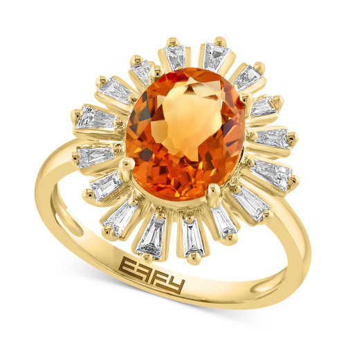 EFFY® Citrine (2 ct. t.w.) & Diamond (3/8 ct. t.w.) Sunburst Ring in 14k Gold