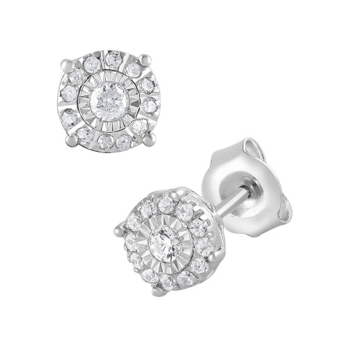 Diamond Halo Stud Earrings (1/4 ct. t.w.) in 10k White Gold