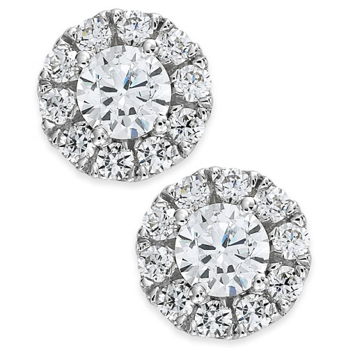 Diamond Halo Stud Earrings 14k White Gold (3/4 ct. t.w.)