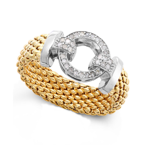Diamond Mesh and Circle Accent Ring in Vermeil and Sterling Silver (1/5 ct. t.w.)