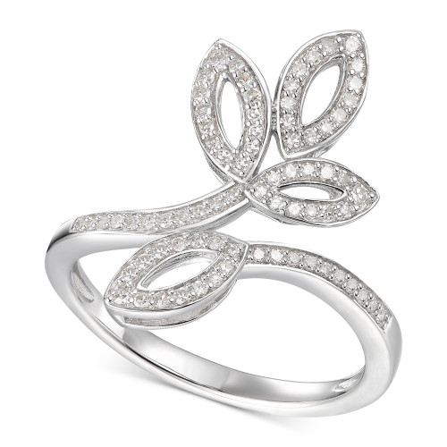 Diamond Leaf-Inspired Statement Ring (1/4 ct. t.w.) in Sterling Silver