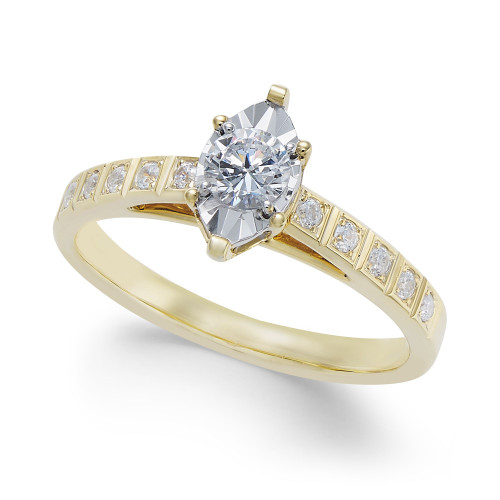 Diamond Miracle-Plate Marquise Shape Engagement Ring (3/8 ct. t.w.) in 14k Gold