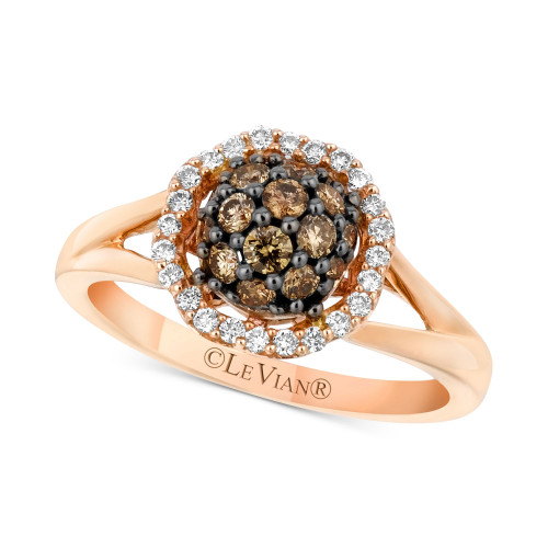 Chocolatier® Diamond Halo Cluster Ring (5/8 ct. t.w.) in 14k Rose Gold