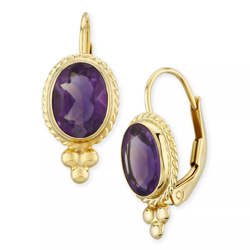 Gemstone Twist Gallery Drop Earring in 14k Yellow Gold Available in Citrine