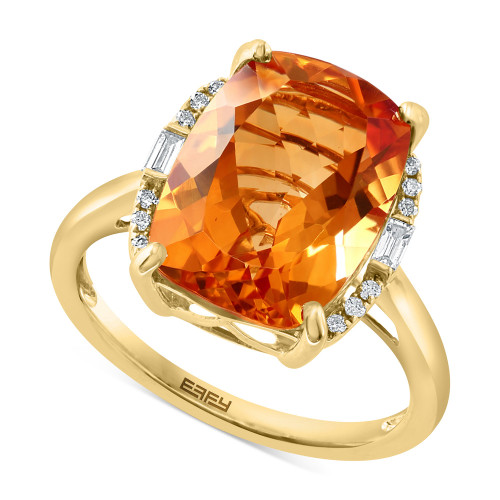 EFFY® Citrine (6-1/10 ct.t.w.) & Diamond (1/10 ct. t.w.) Halo Ring in 14k Gold