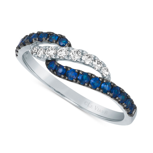 Blueberry Sapphire (1/3 ct. t.w.) & Nude Diamond (1/6 ct. t.w.) Twist Ring in 14k White Gold
