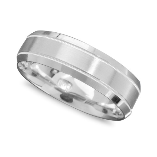 Men's 14k White Gold Ring, Engraved 6mm Band (Size 6-13)