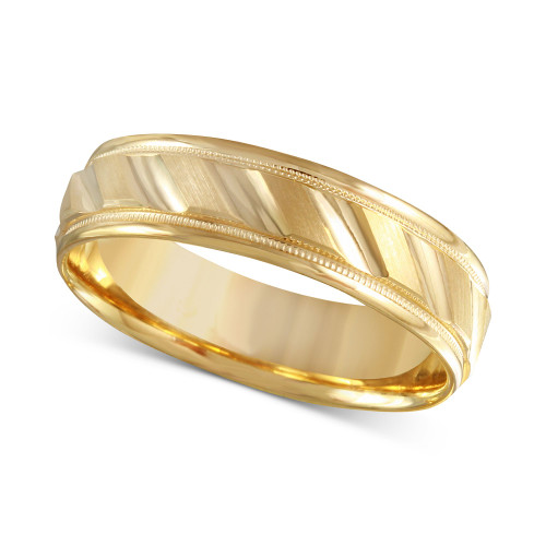Men's Brushed & Milgrain Band in 14k Gold