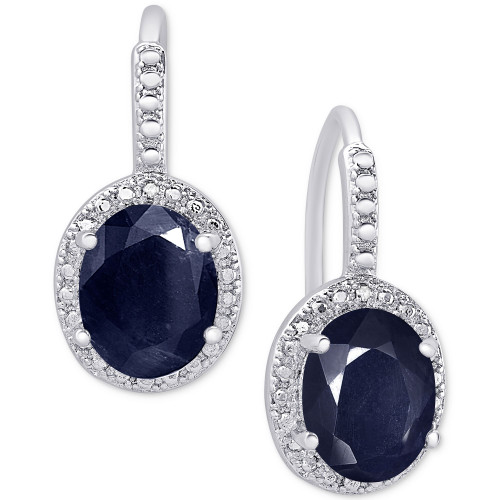 Sapphire (6 ct. t.w.) and Diamond Accent Drop Earrings in Sterling Silver
