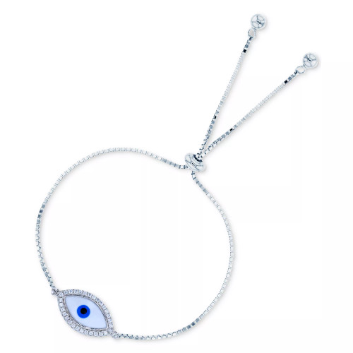 Cubic Zirconia & Enamel Evil Eye Bolo Bracelet