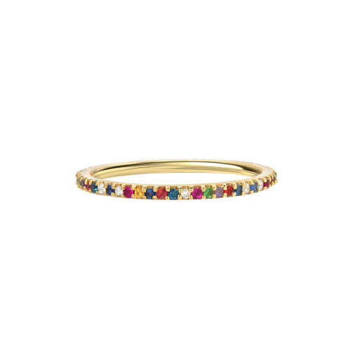 Rainbow Eternity 14K Yellow Gold Band