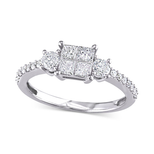 Diamond Princess Quad Cluster Engagement Ring (3/4 ct. t.w.) in 14k White Gold