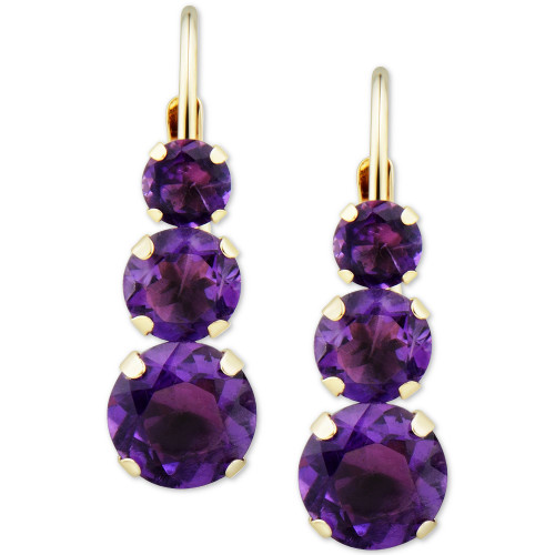 Amethyst Triple Stone Drop Earrings (1-3/8 ct. t.w.) in 14k Gold