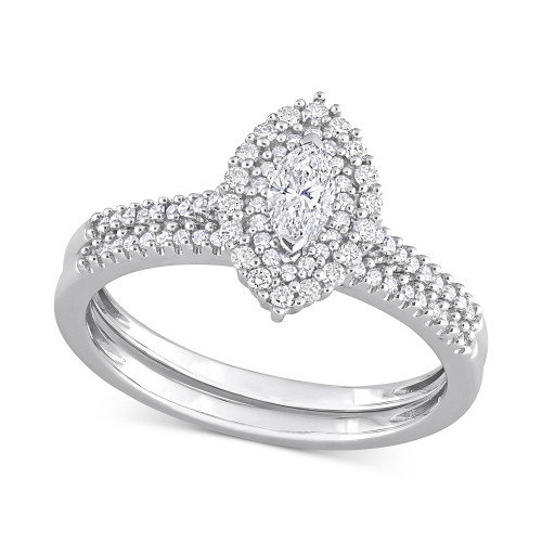 Diamond Marquise Double Halo Bridal Set (1/2 ct. t.w.) in 14k White Gold