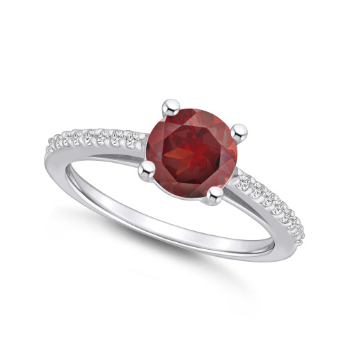 Garnet (1-5/8 ct. t.w.) and Diamond (1/6 ct. t.w.) Ring in 14K White Gold