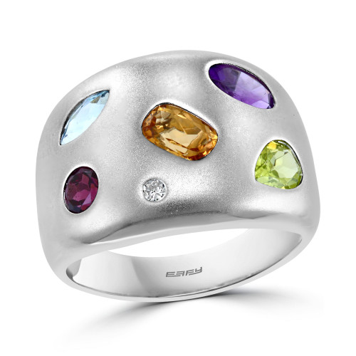 EFFY® Multi-Gemstone (2 ct. t.w.) & Diamond (1/20 ct. t.w.) Statement Ring in Sterling Silver