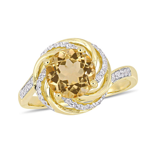 Citrine (1-4/5 ct. t.w.), White Topaz (1/7 ct. t.w.) and Diamond Accent Swirl Ring in 18k Yellow Gold Over Sterling Silver