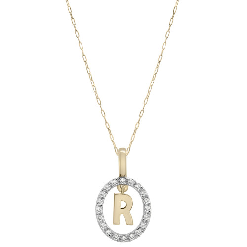 Diamond Initial "R" 18" Pendant Necklace (1/10 ct. t.w.) in 14k Gold, Created for Macy's