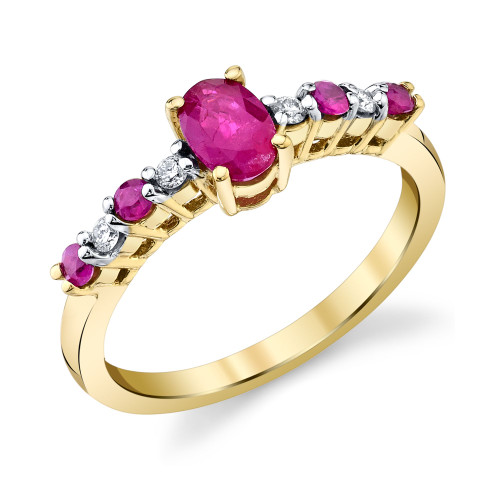 Ruby (3/4 ct. t.w.) & Diamond (1/20 ct. t.w.) Ring in 10k Gold
