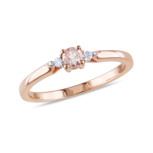 Morganite (1/6 ct. t.w.) and Diamond Accent in Rose Gold Plated Silver Ring