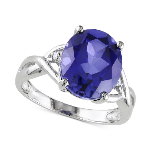 Lab-Created Sapphire (7-1/2 ct. t.w.) & Diamond Accent Statement Ring in Sterling Silver
