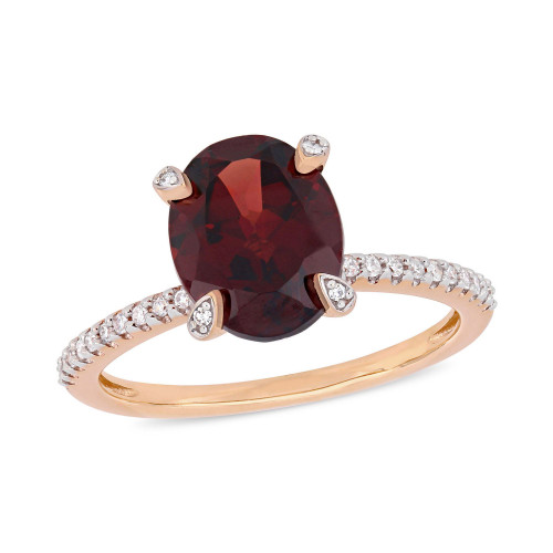 Garnet (3 ct.t.w.) and Diamond (1/10 ct.t.w.) Ring in 10k Rose Gold