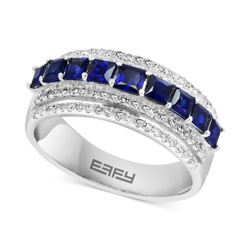 EFFY® Sapphire (1-1/8 ct. t.w.) & Diamond (3/8 ct. t.w.) Ring in 14k White Gold
