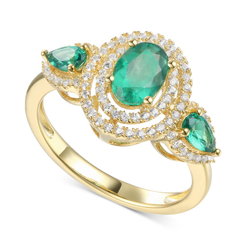 Sapphire (1-1/2 ct. t.w.) & Diamond (1/3 ct. t.w.) Statement Ring in 14k Gold (Also in Emerald)