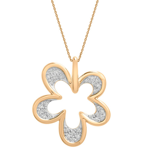 Diamond Flower 20" Pendant Necklace (1/6 ct. t.w.) in 14k Gold, Created for Macy's