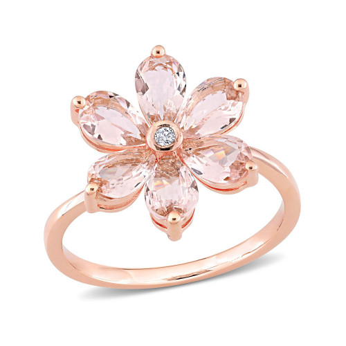 Morganite and Diamond Accent Floral Ring
