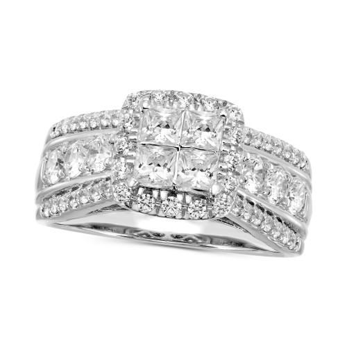 Diamond Princess Halo Engagement Ring (1-5/8 ct. t.w.) in 14k White Gold