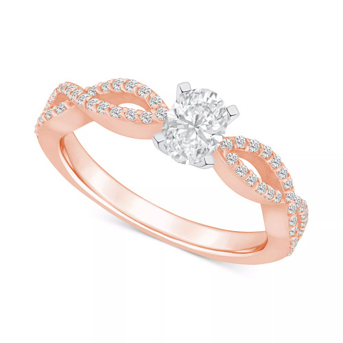 Diamond Oval Twist Shank Engagement Ring (5/8 ct. t.w.) in 14k Gold