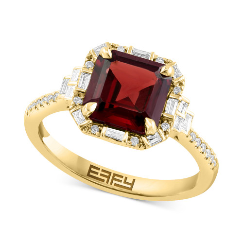 EFFY® Garnet (2-3/4 ct. t.w.) & Diamond (1/5 ct. t.w.) Halo Ring in 14k Gold