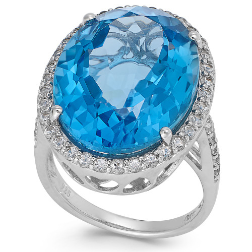 Blue and White Topaz Ring in Sterling Silver (21 ct. t.w.)