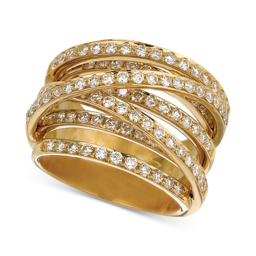 Vanilla Diamond Multirow Crossover Statement Ring (1-7/8 ct. t.w.) in 18k Gold