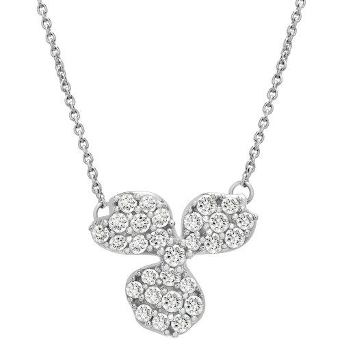 Diamond Clover Pendant Necklace (1/2 ct. t.w.) in 14k White Gold, 16" + 2" extender, Created for Macy's