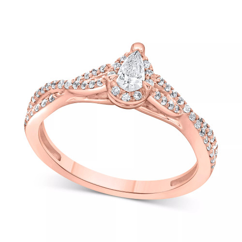 Diamond Pear Twist Engagement Ring (1/2 ct. t.w.) in 14k White, Yellow or Rose Gold