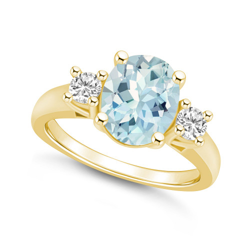 Aquamarine and Diamond Ring (2-1/2 ct.t.w and 1/3 ct.t.w) 14K Yellow Gold