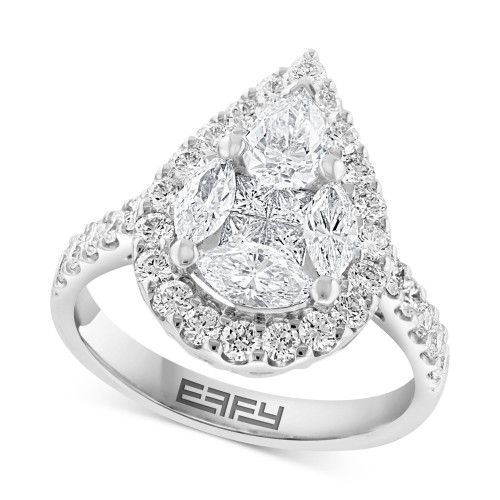 EFFY® Diamond Multi-Shape Teardrop Cluster Ring (2 ct. t.w.) in 18k White Gold
