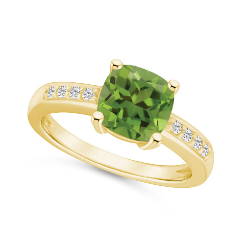 Peridot and Diamond Ring (2-3/8 ct.t.w and 1/8 ct.t.w) 14K Yellow Gold