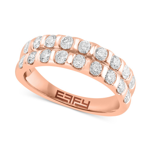 EFFY® Diamond Double-Row Band Ring (1-1/6 ct. t.w.) in 14k Rose Gold