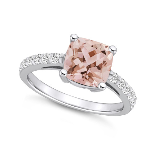 Morganite (2 Ct. T.W.) and Diamond (1/3 Ct. T.W.) Ring in 14K White Gold