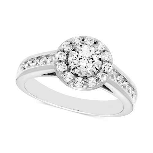 Diamond Halo Engagement Ring (3/4 ct. t.w.) in 14k White or Yellow Gold