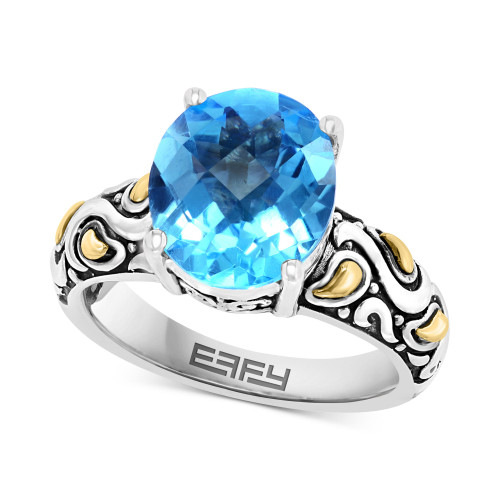 EFFY® Blue Topaz Statement Ring (5-1/3 ct. t.w.) in Sterling Silver & 18k Gold