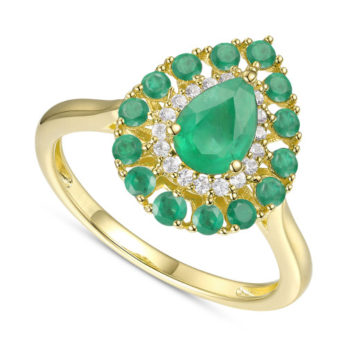 Sapphire (1-1/2 ct. t.w.) & Diamond (1/10 ct. t.w.) Teardrop Cluster Ring in 14k Gold (Also in Emerald & Ruby)